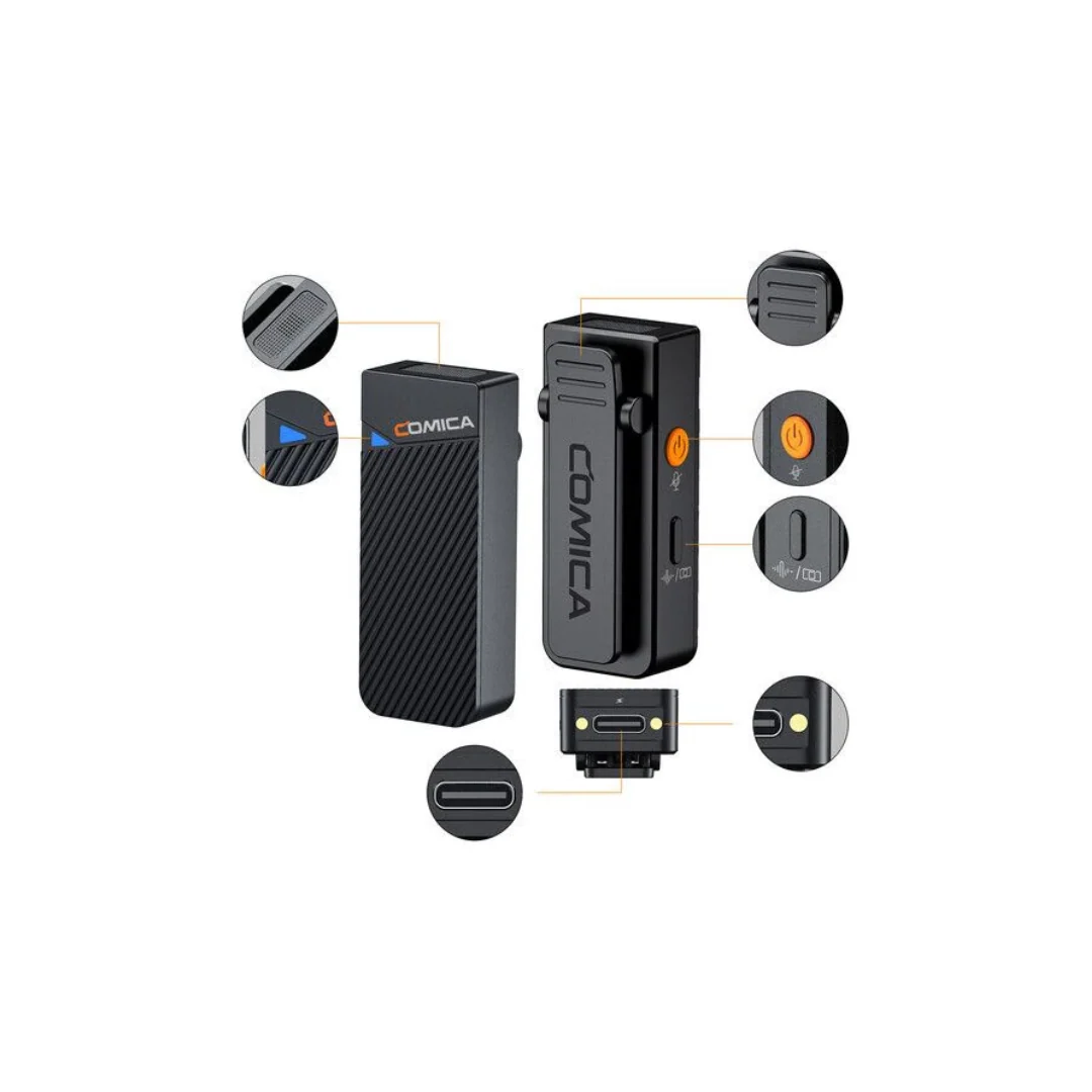 2TX to 1RX COMICA 2.4G Dual- channel Mini Wireless Microphone With Charging Case (CMC-VIMOC3) - Image 2