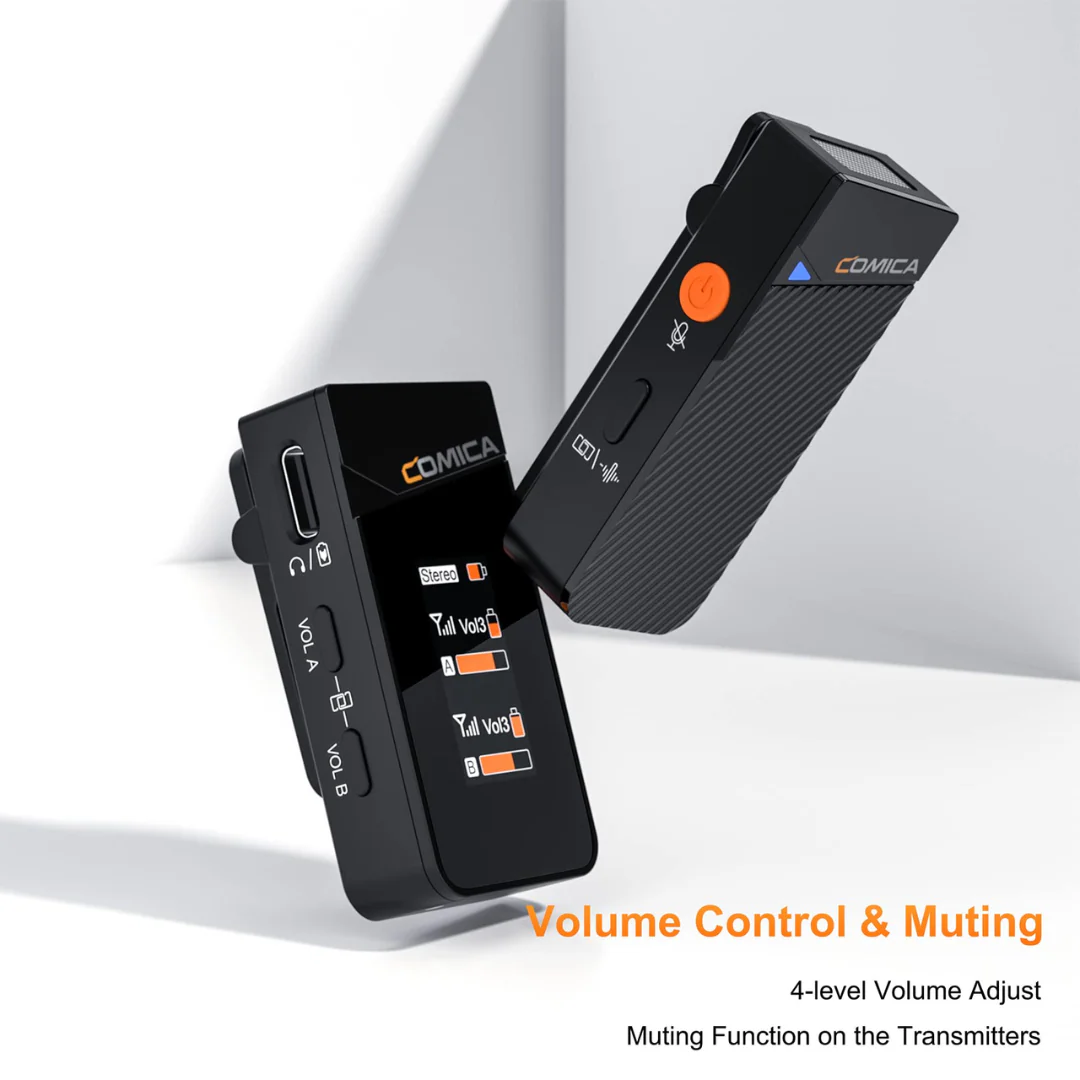 2TX to 1RX COMICA 2.4G Dual- channel Mini Wireless Microphone With Charging Case (CMC-VIMOC3) - Image 4
