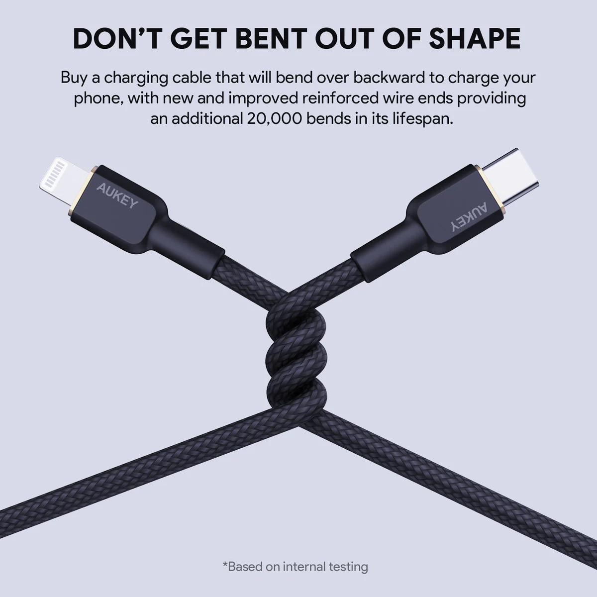 Aukey 1m Armid Fiber Core USB-C to Lightnning Cable - Image 3