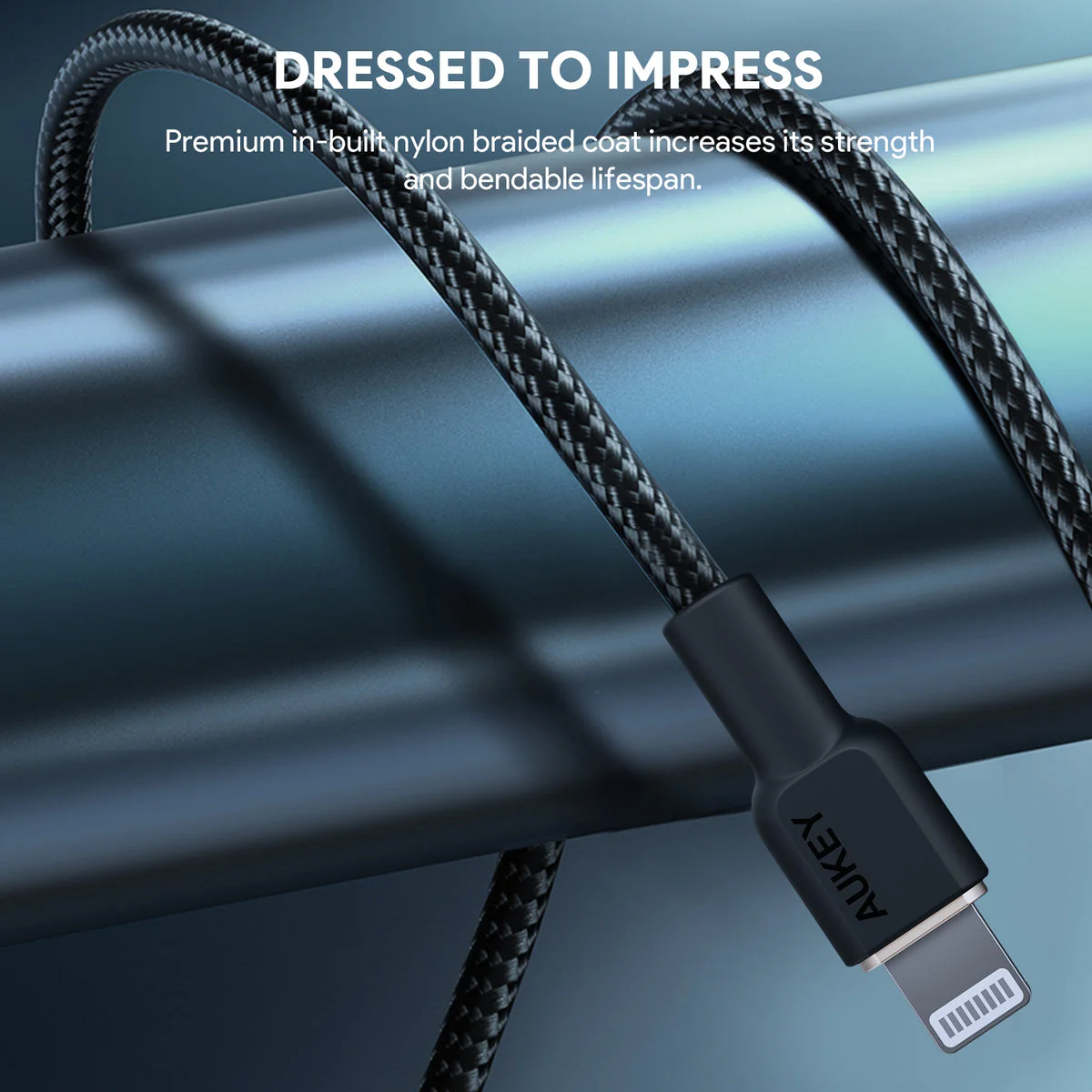 Aukey 1m Armid Fiber Core USB-C to Lightnning Cable - Image 4