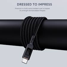 Aukey 1m Nylon Braided USB-C to USB-C Cable with LCD Display - Image 4
