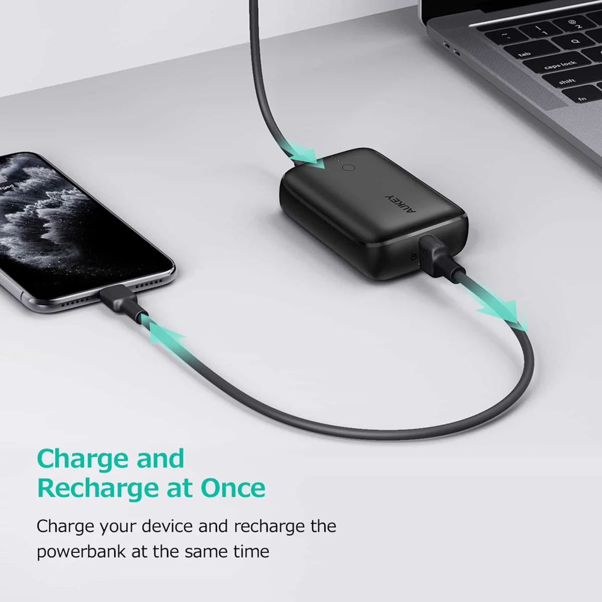 Aukey BPB-N83S 20W USB C PD & USB QC3.0 SCP 10000mAH Mini Power Bank - Image 5