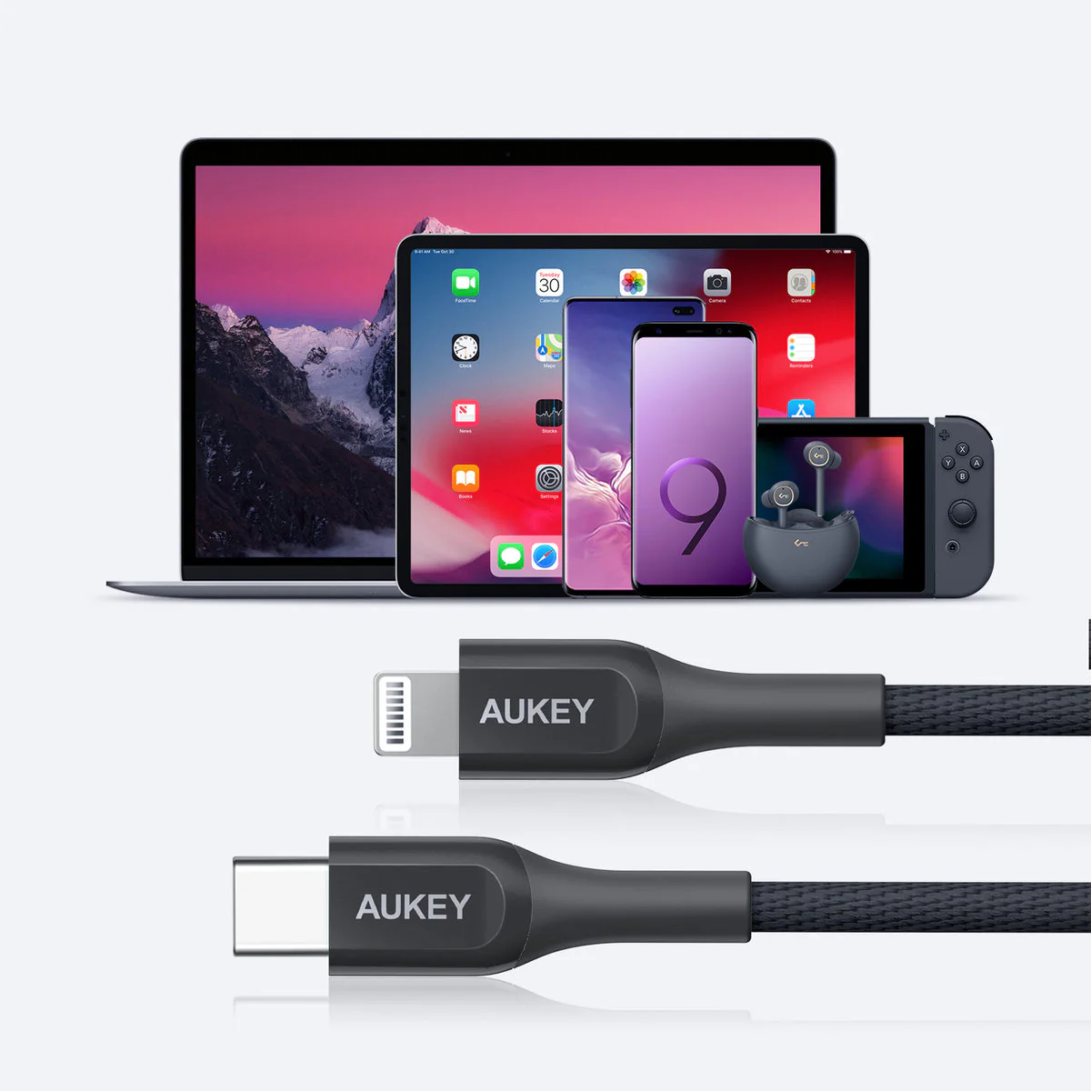 Aukey Kevlar MFi 18W USB C to Lightning Performance Cable - 1.2M - Image 3