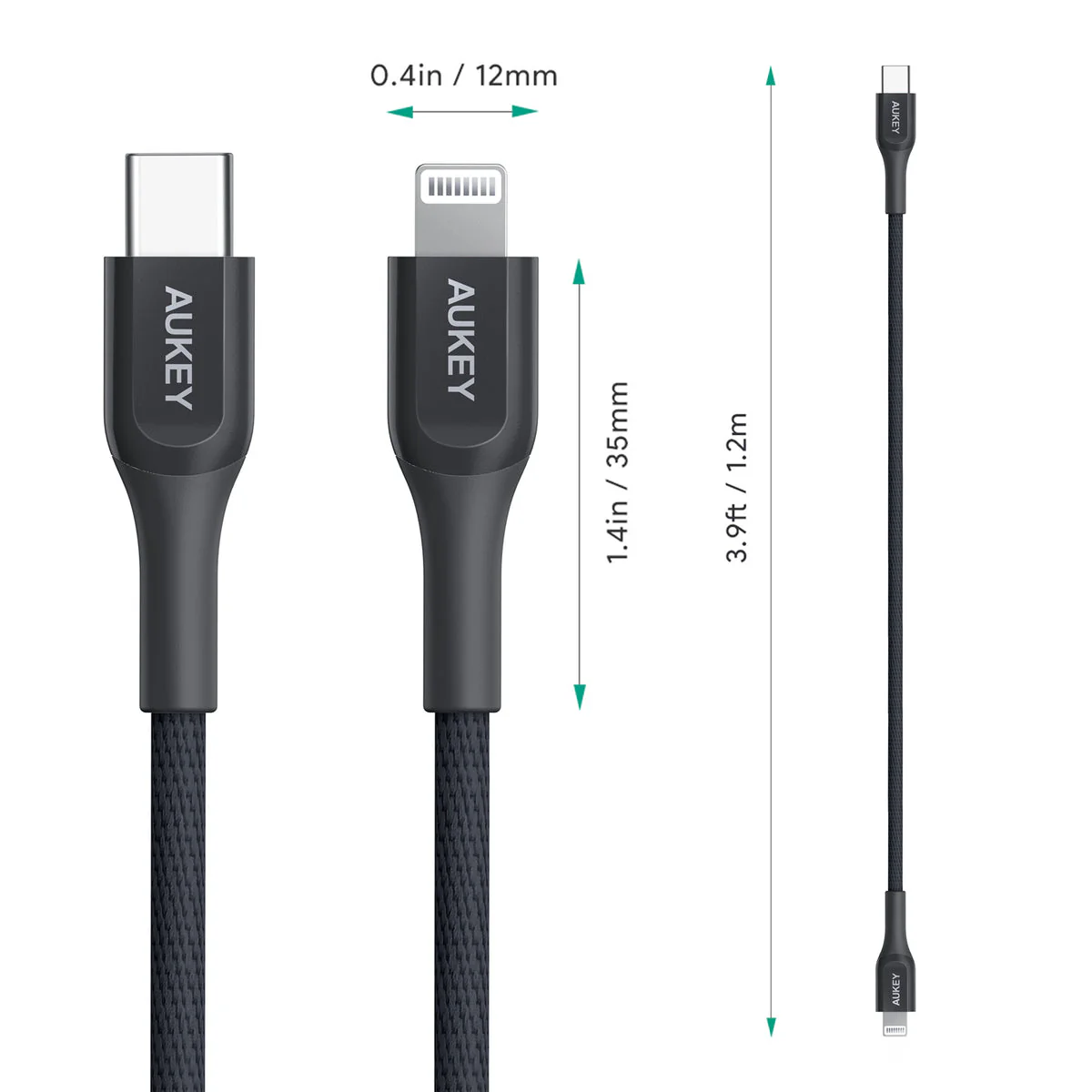Aukey Kevlar MFi 18W USB C to Lightning Performance Cable - 1.2M - Image 4
