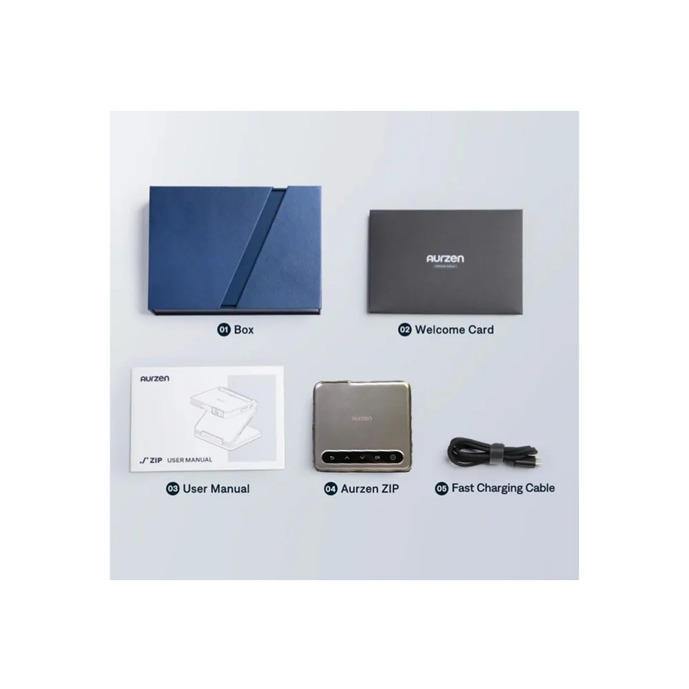 Aurzen Zip Tri-Fold Portable Mini Projector- Titanium Gold - Image 5