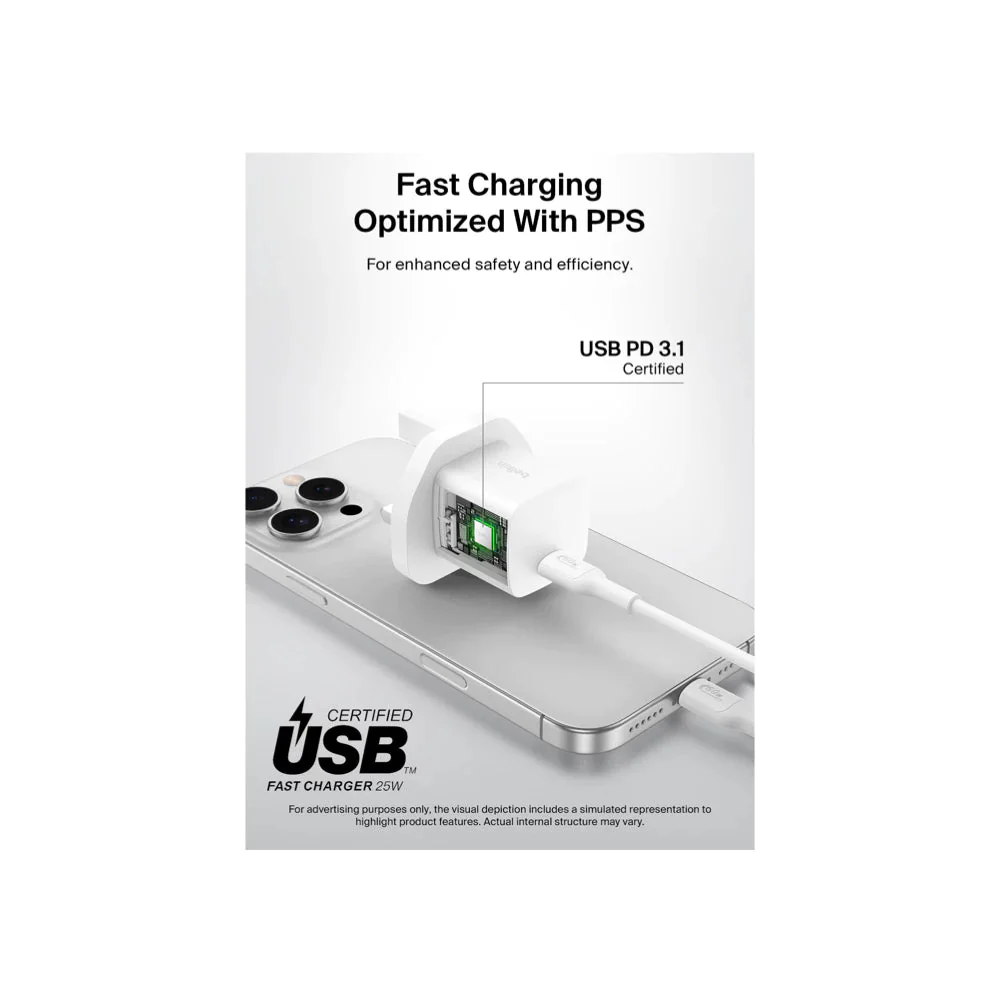 Belkin 25W USB-C PD Wall Charger with PPS, White - Image 8