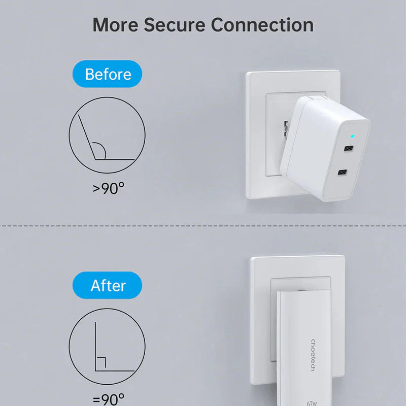 Choetech PD6011 PD67W GAN Ultra Thin A+C Wall Charger - Image 3