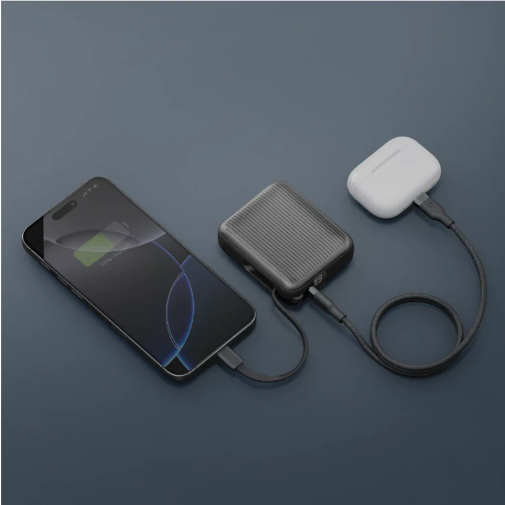 Energea Integra Mini 35, 10000mAh Powerbank with Built In USB-C Cable PD35W - Gunmetal - Image 2