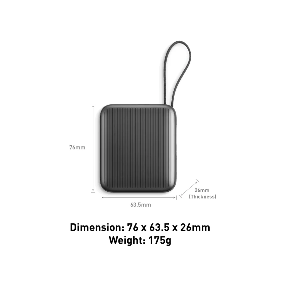 Energea Integra Mini 35, 10000mAh Powerbank with Built In USB-C Cable PD35W - Gunmetal - Image 5