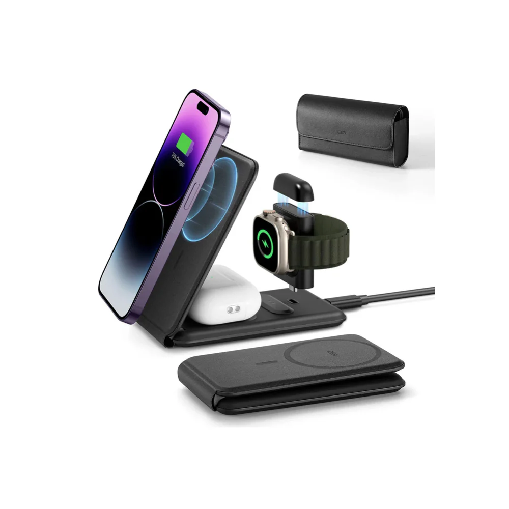 ESR HaloLock 3-in-1 Travel Wireless Charging Set (UK Plug) - Image 2