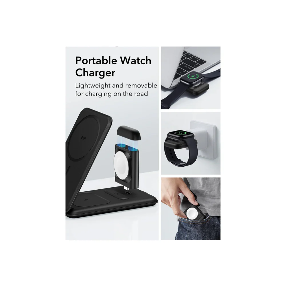 ESR HaloLock 3-in-1 Travel Wireless Charging Set (UK Plug) - Image 6