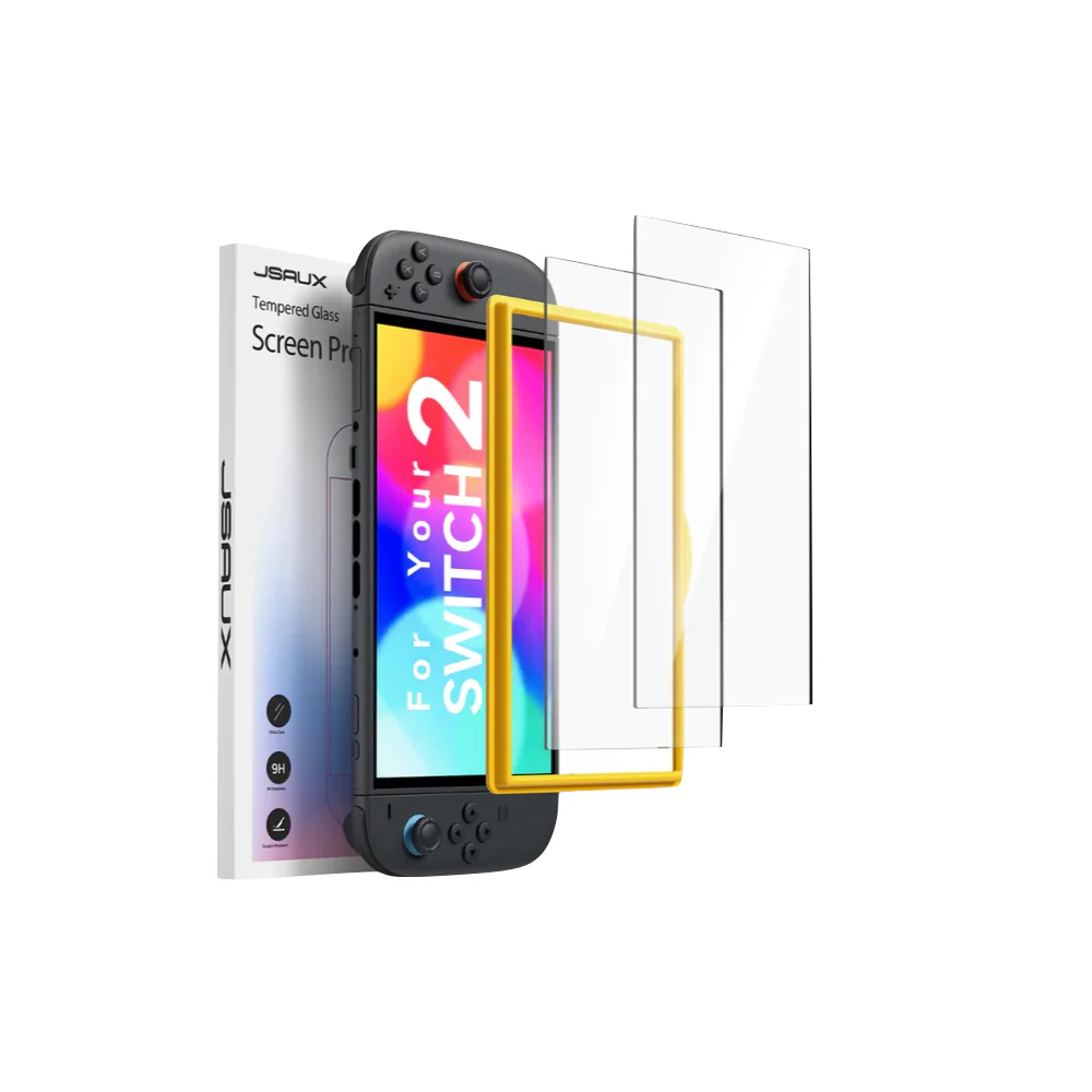 Jsaux HD Tempered Glass Screen Protector for Switch 2(2 PACK) Clear - Image 2