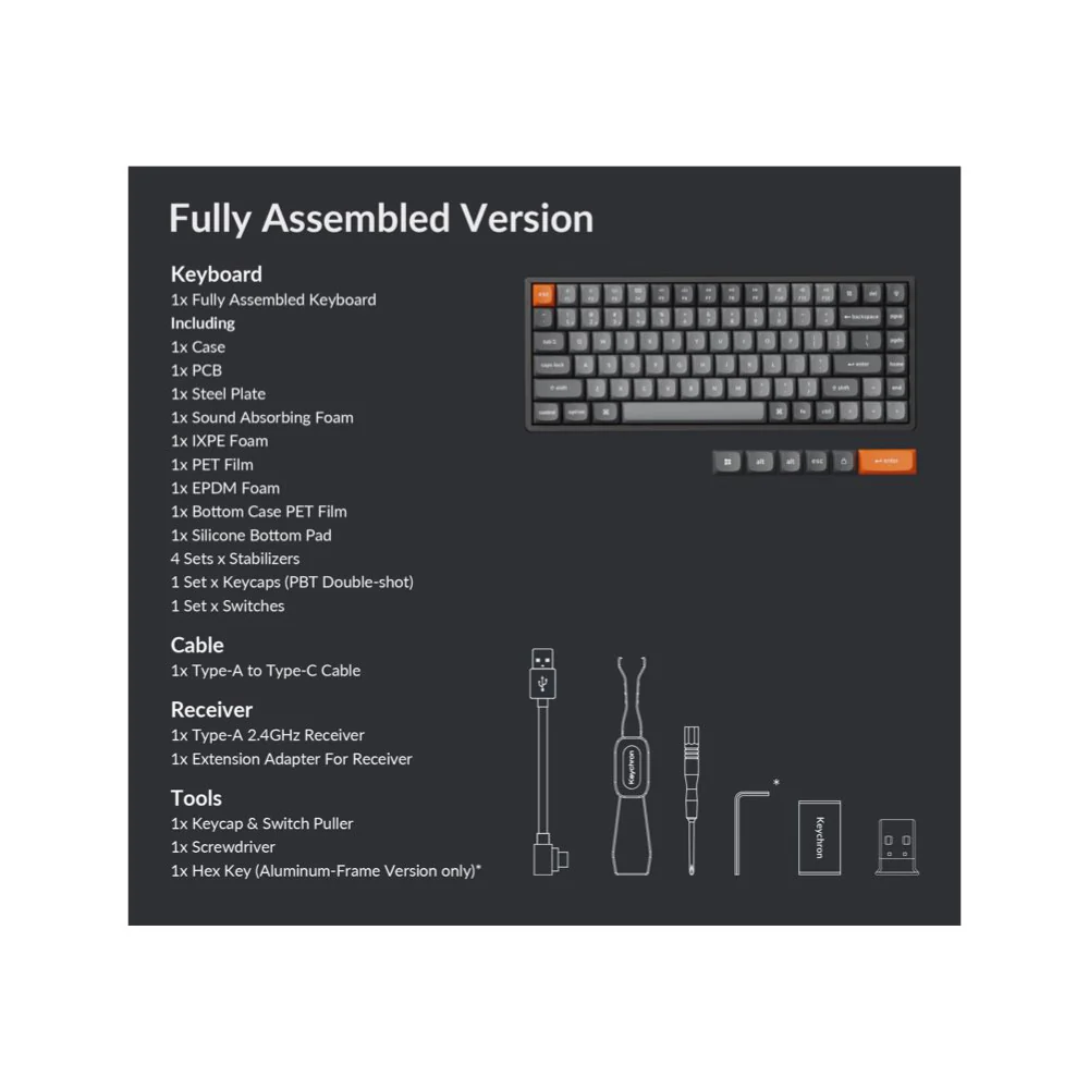Keychron K2 Max ANSI 75% layout 81 Key Full Assembled Banana Switch RGB Backlight Hot-Swap Keychron Super Banana Wireless / Wired / 2.4GHz Normal Profile QMK Custom Keyboard - Image 8