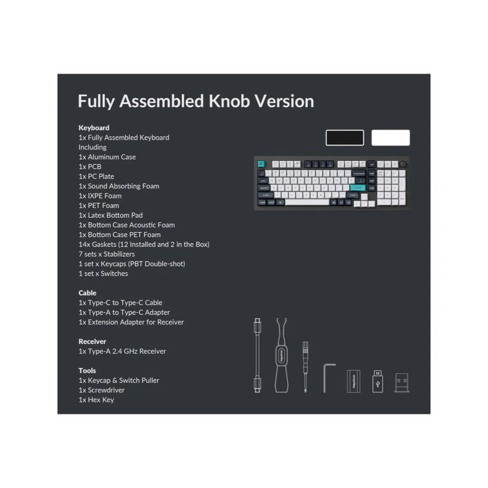 Keychron Q5 Max ANSI 96% layout 102 Key Carbon Black Full Assembled Knob Red Switch RGB Hot-Swap BT/2.4GHz/Wired Normal Profile QMK Custom Keyboard - Image 5