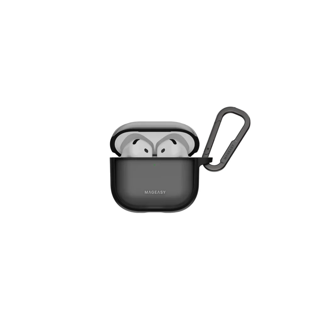 Mageasy AirPods 4 Roam | Carabiner Included - Translucent Titanium