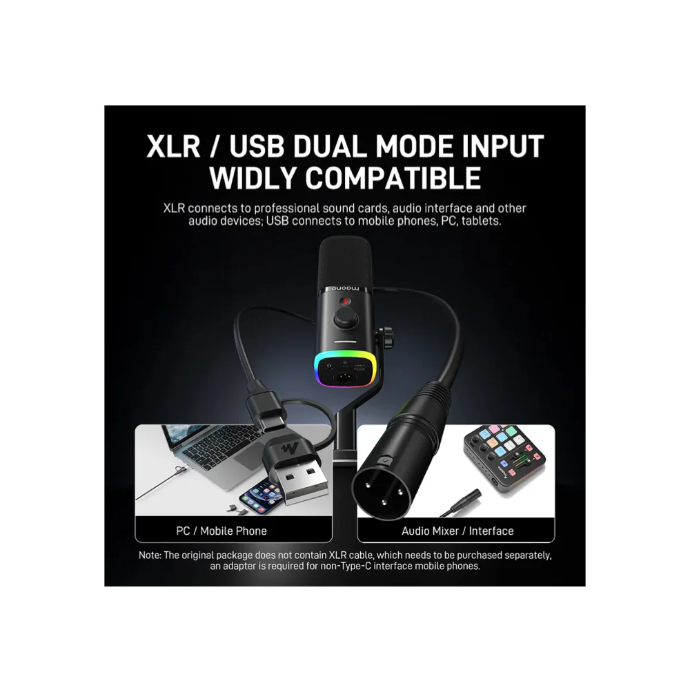 MAONO PD100X USB/XLR Dynamic Microphone MAO-PD100X(BLK) - Image 2