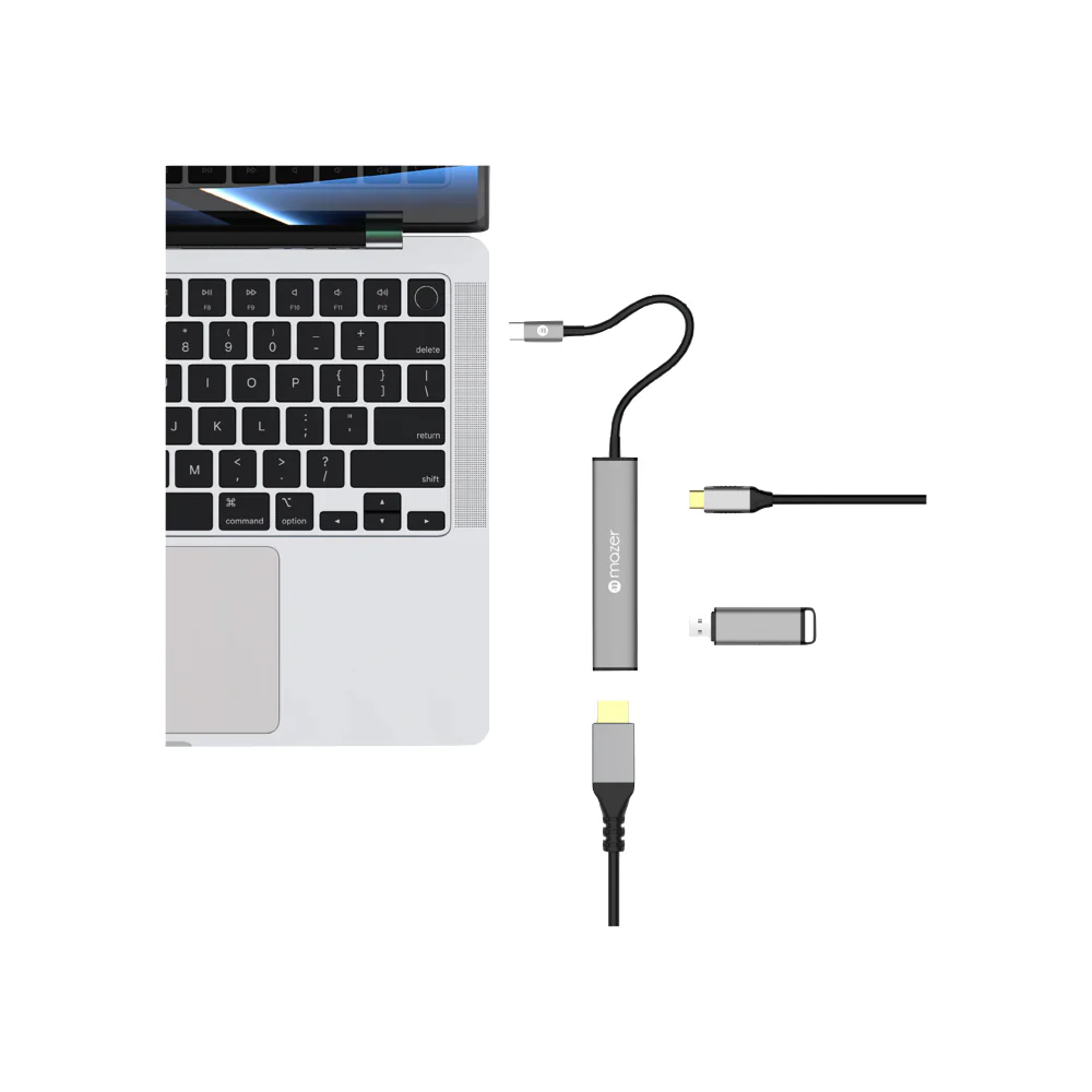 Mazer M-Hub50 InfiniteHub 3in1 USB-C to HDMI 4K/30Hz + USB-A x 1 + USB-C PD100W Charging Hub-Grey - Image 3