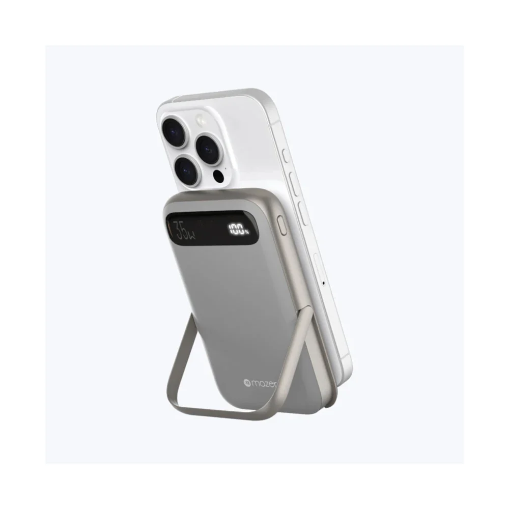 Mazer MagAir 17 PD35W Qi2 Certified 10,000mAh Magnetic Power Bank with Stand (White) - Image 3