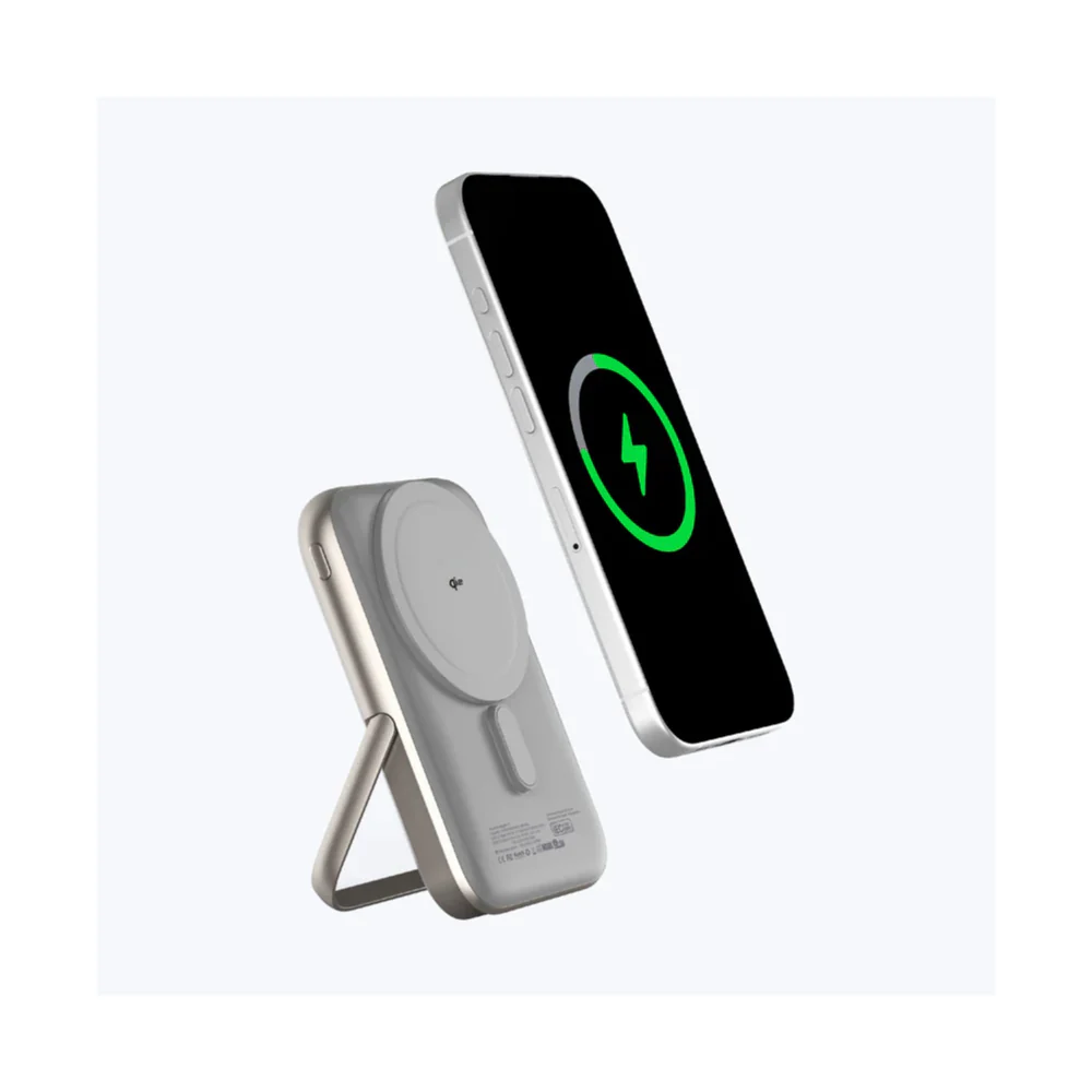 Mazer MagAir 17 PD35W Qi2 Certified 10,000mAh Magnetic Power Bank with Stand (White) - Image 5