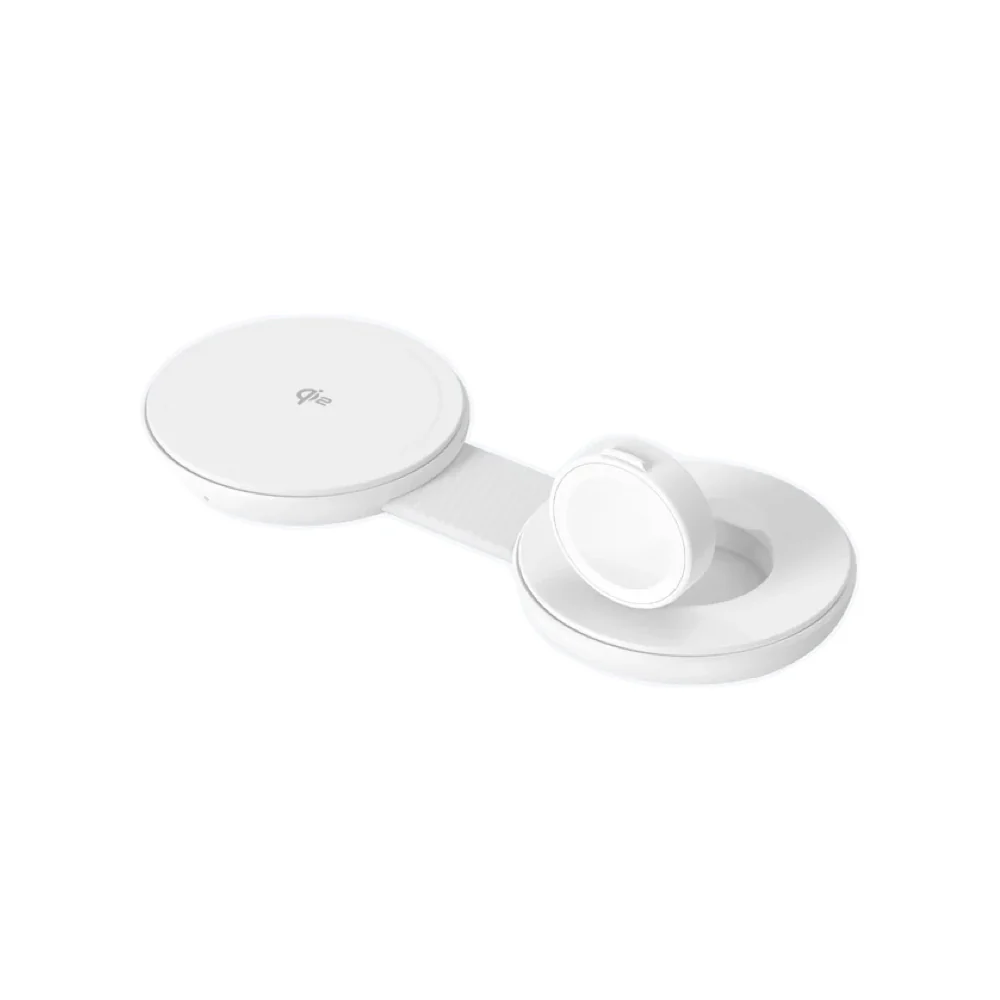 Mazer MagPadDuo 2in1 qi2 Foldable Wireless Charging Pad - White - Image 5