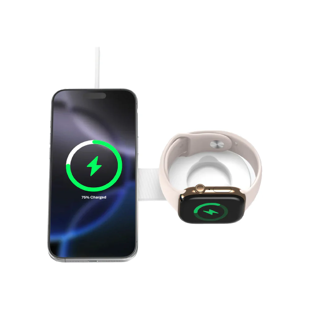 Mazer MagPadDuo 2in1 qi2 Foldable Wireless Charging Pad - White - Image 8