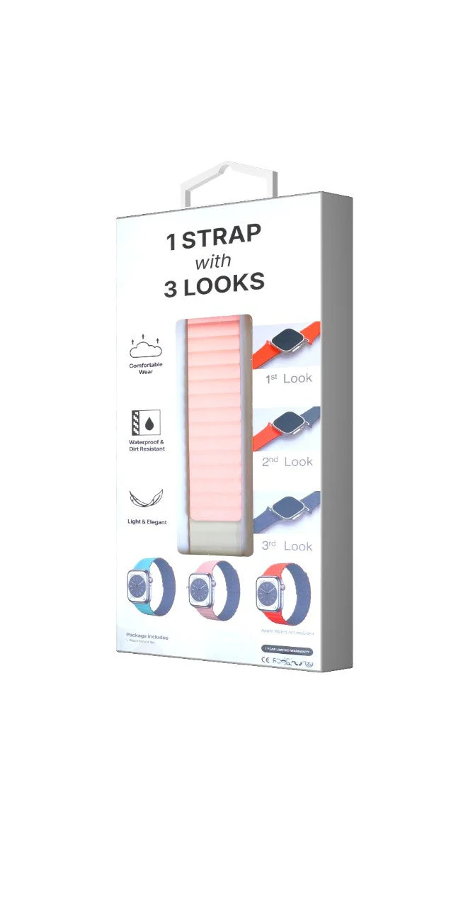 TimeLoop Apple Watch Reversible Magnetic Strap 41mm/40mm/38mm (Pink/White) - Image 2