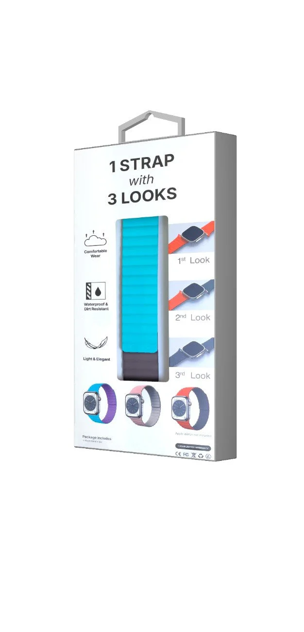 TimeLoop Apple Watch Reversible Magnetic Strap 49mm/45mm/44mm/42mm (Blue/Black) - Image 2