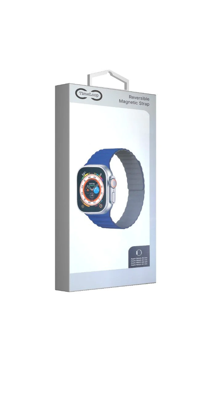 TimeLoop Apple Watch Reversible Magnetic Strap 49mm/45mm/44mm/42mm (Blue/Grey) - Image 3