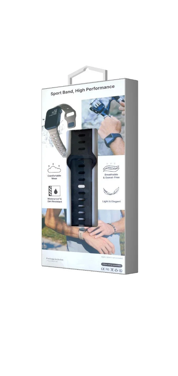 TimeLoop Apple Watch Sport Band 49mm/45mm/44mm/42mm (Black) - Image 2